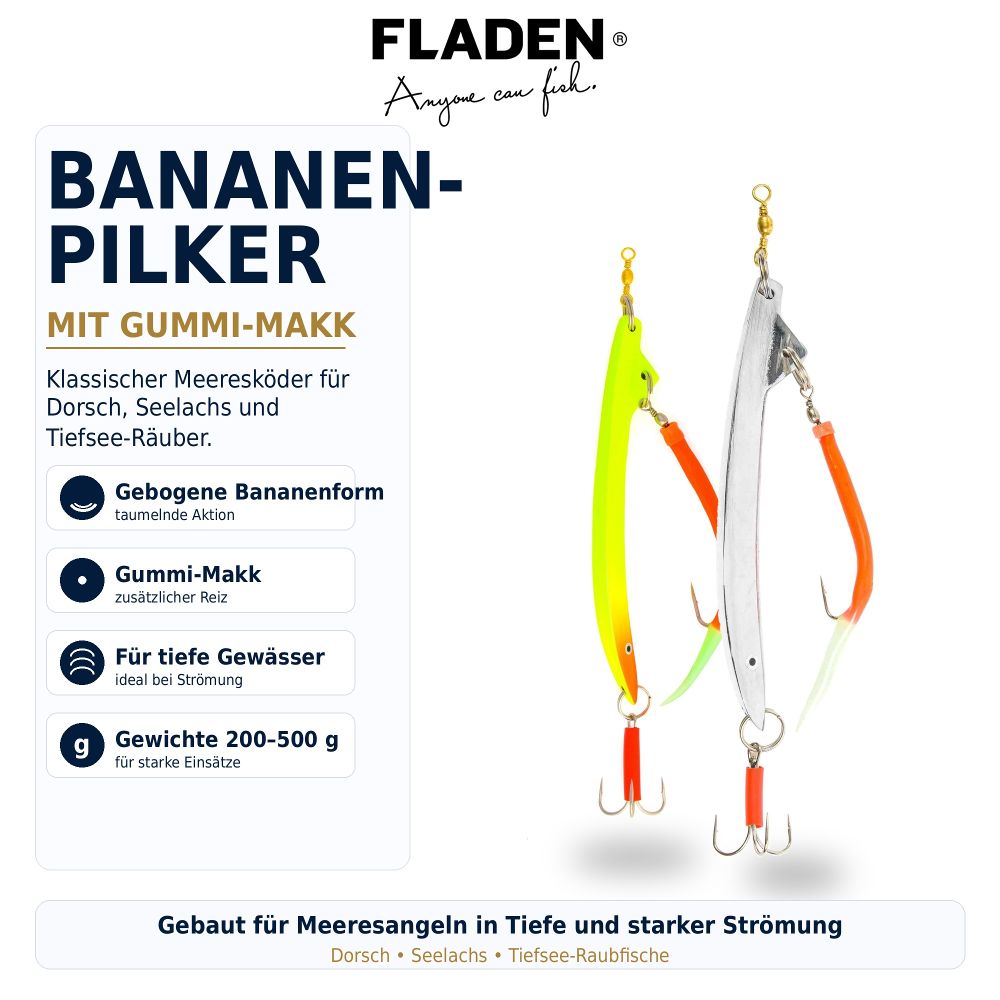 FLADEN Banana Pilk mit Gummi-Makk – Meerespilker 500g - Red-Yellow
