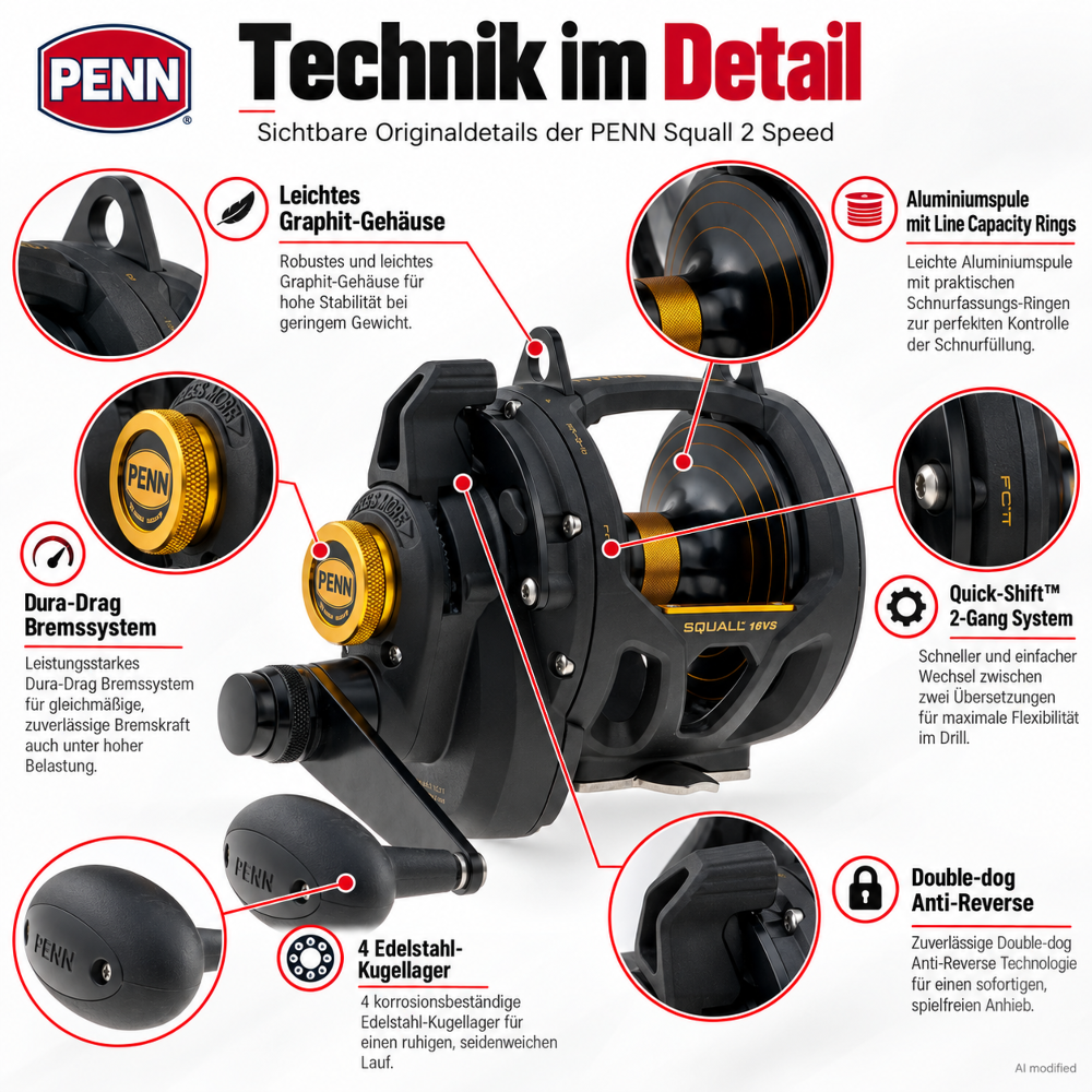 PENN Squall® Lever Drag 2 Speed IGFA16