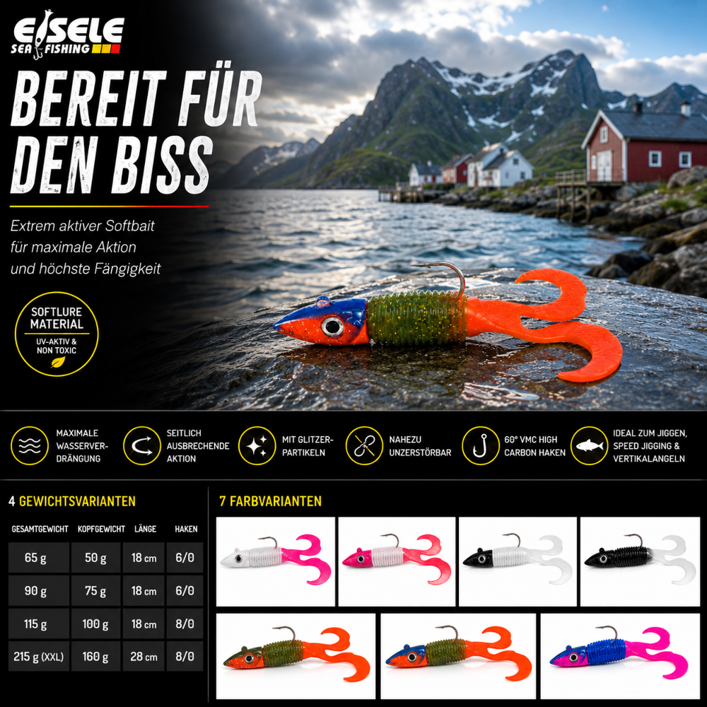 Eisele Sea-Fishing Durchdreher mit Twitcher 110g - motoroil UV/motoroil UV