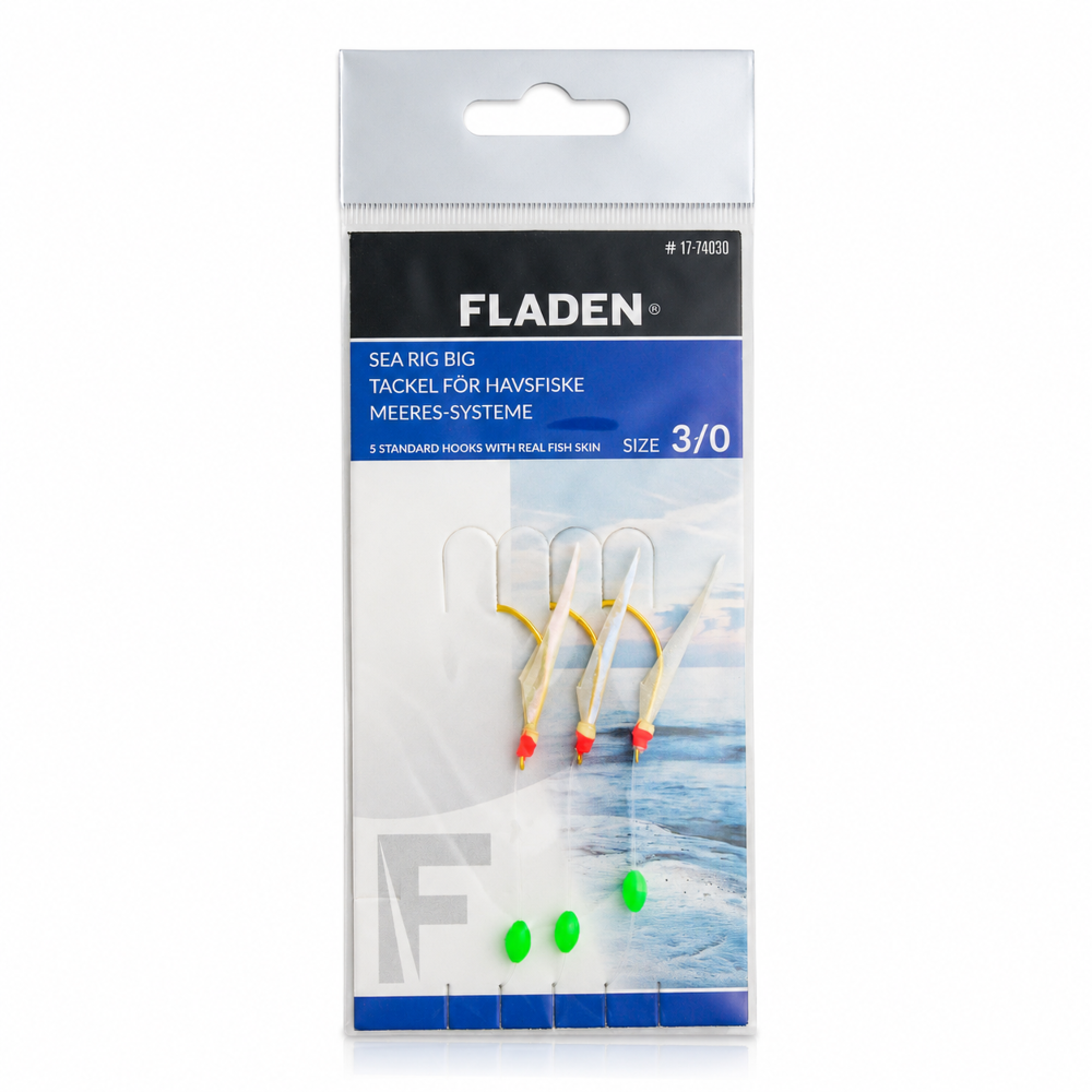 FLADEN Sea Rig Big – Meeres-System mit 3 Haken und echter Fischhaut