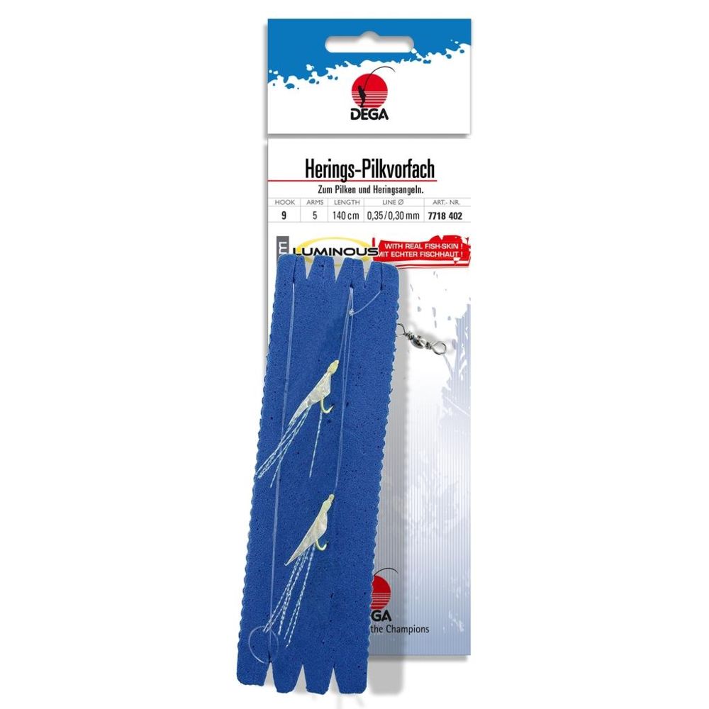 DEGA Herring Rig with Fish Skin Luminous size 5 - 2 hooks
