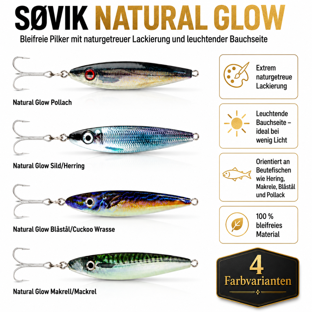 Søvik Natural Glow – Lead-Free Natural Jig 140g - Herring