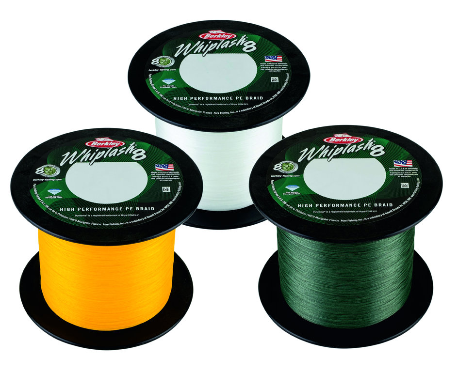 Berkley Whiplash 8 Green-Yellow-Crystal of bulk coil each 25m