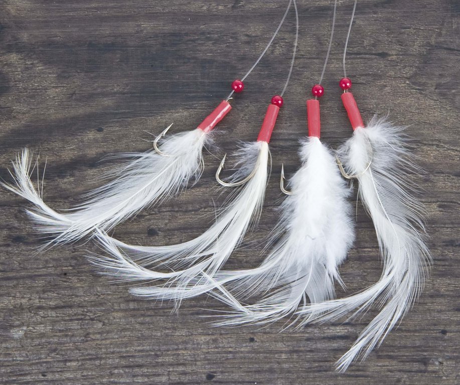 5 X White Cod Feather Mackerel cod ling pollack rig lure white feathers 