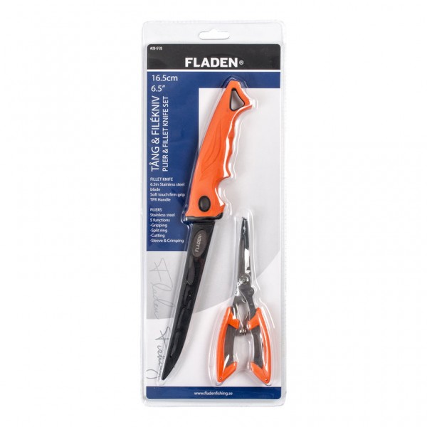 FLADEN Pliers and Filleting Knife Set - Orange