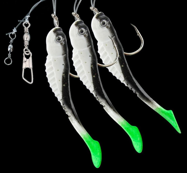 DEGA - Three Soft Lure Fish Rig with Reflective Foil