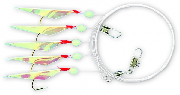 Zebco Herring Rig with fluorescent fish skin and Beads