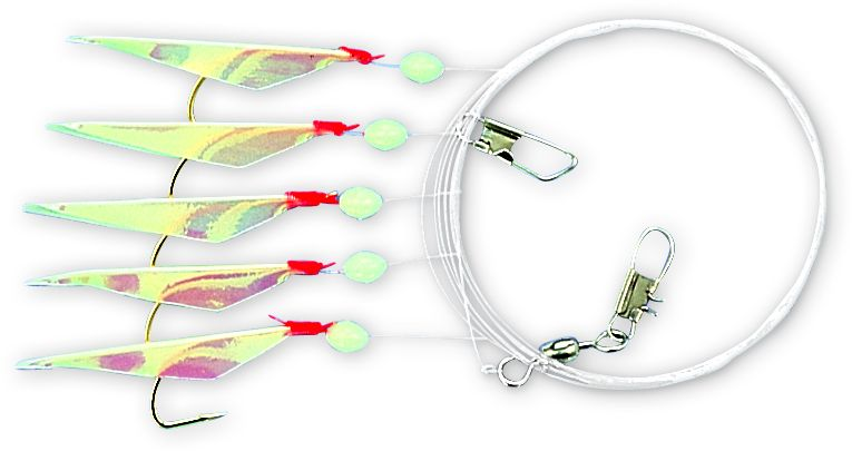 Zebco Heringsvorfach mit Fluo-Fischhaut u Leuchtperlen Größen 4 oder 6 UV-aktiv 